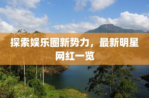 探索娱乐圈新势力，最新明星网红一览