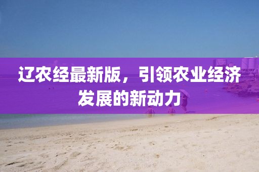 辽农经最新版，引领农业经济发展的新动力