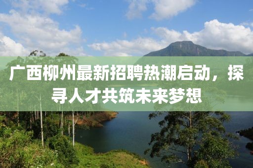 广西柳州最新招聘热潮启动，探寻人才共筑未来梦想