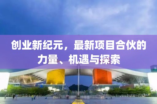 创业新纪元，最新项目合伙的力量、机遇与探索