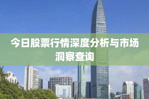 今日股票行情深度分析与市场洞察查询