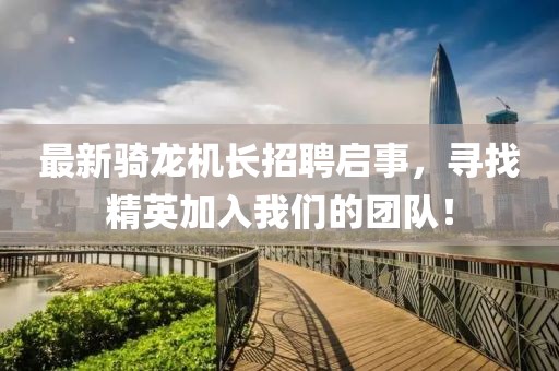 最新骑龙机长招聘启事，寻找精英加入我们的团队！