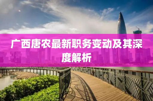 广西唐农最新职务变动及其深度解析