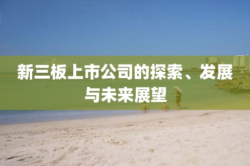 新三板上市公司的探索、发展与未来展望