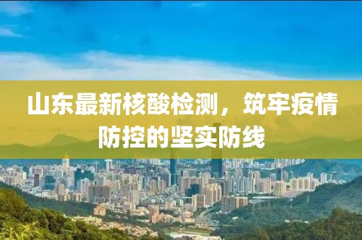 山东最新核酸检测，筑牢疫情防控的坚实防线