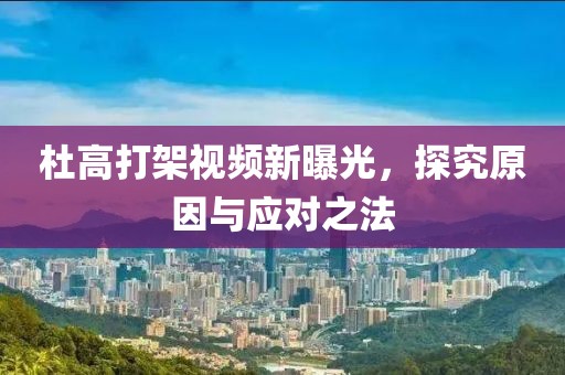 杜高打架视频新曝光，探究原因与应对之法