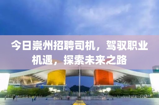 今日崇州招聘司机，驾驭职业机遇，探索未来之路