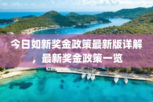 今日如新奖金政策最新版详解，最新奖金政策一览