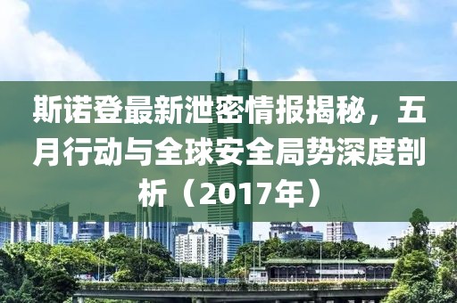 斯诺登最新泄密情报揭秘，五月行动与全球安全局势深度剖析（2017年）