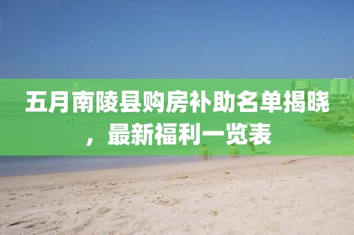 五月南陵县购房补助名单揭晓，最新福利一览表