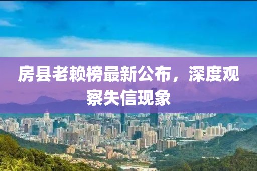 房县老赖榜最新公布，深度观察失信现象