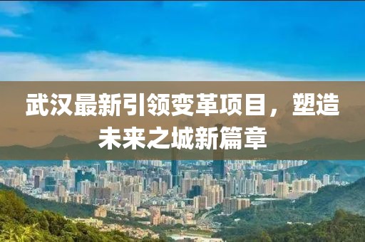 武汉最新引领变革项目，塑造未来之城新篇章
